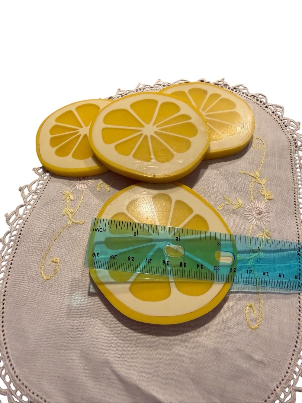 Yellow Lemon Slice Coasters - Set of 4